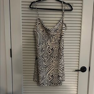 Endless Blu Zebra Print Cowl Neck Mini Dress